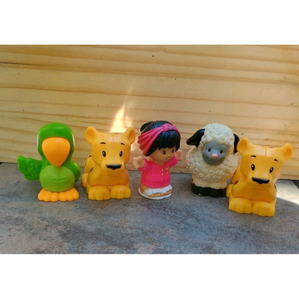 Little People Animal People Lot Of 5 Cheetah Sheep Barbie Parrot Zoo Nativity